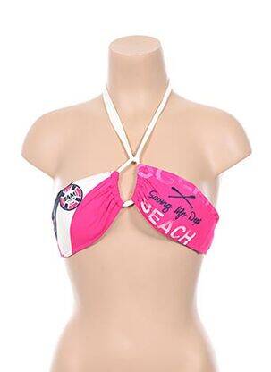 Haut de maillot de bain fermeture liens à nouer haut bandeau rose BANANA MOON femme