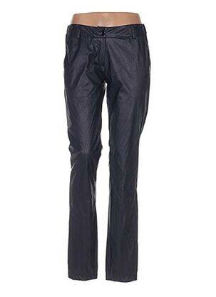 Pantalon droit fermeture zippée sous rabat boutonné taille normale bleu POUSSIERE D'ETOLE femme
