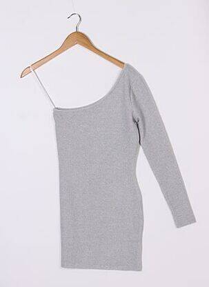 Robe pull tissage chiné manches longues gris SUPERDOWN femme