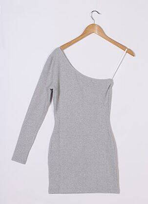 Robe pull tissage chiné manches longues gris SUPERDOWN femme