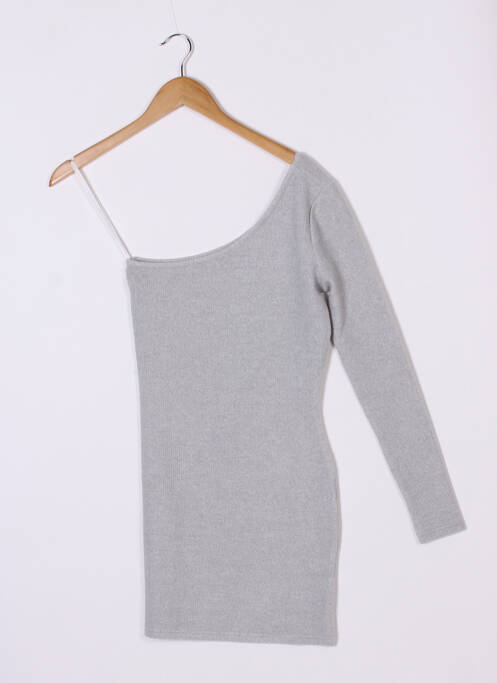 Robe pull tissage chiné manches longues gris SUPERDOWN femme