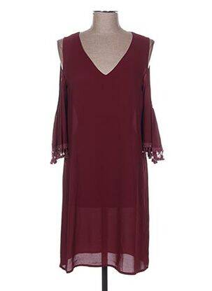 Robe mi-longue coupe fluide manches courtes rouge POUPÉE DE SOIE femme