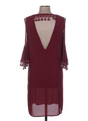 Robe mi-longue coupe fluide manches courtes rouge POUPÉE DE SOIE femme