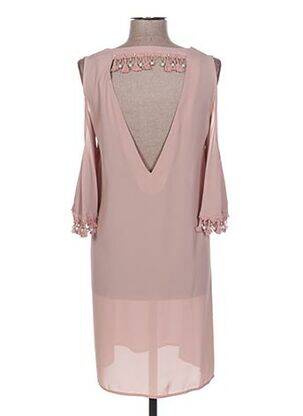 Robe mi-longue coupe fluide manches courtes rose POUPÉE DE SOIE femme