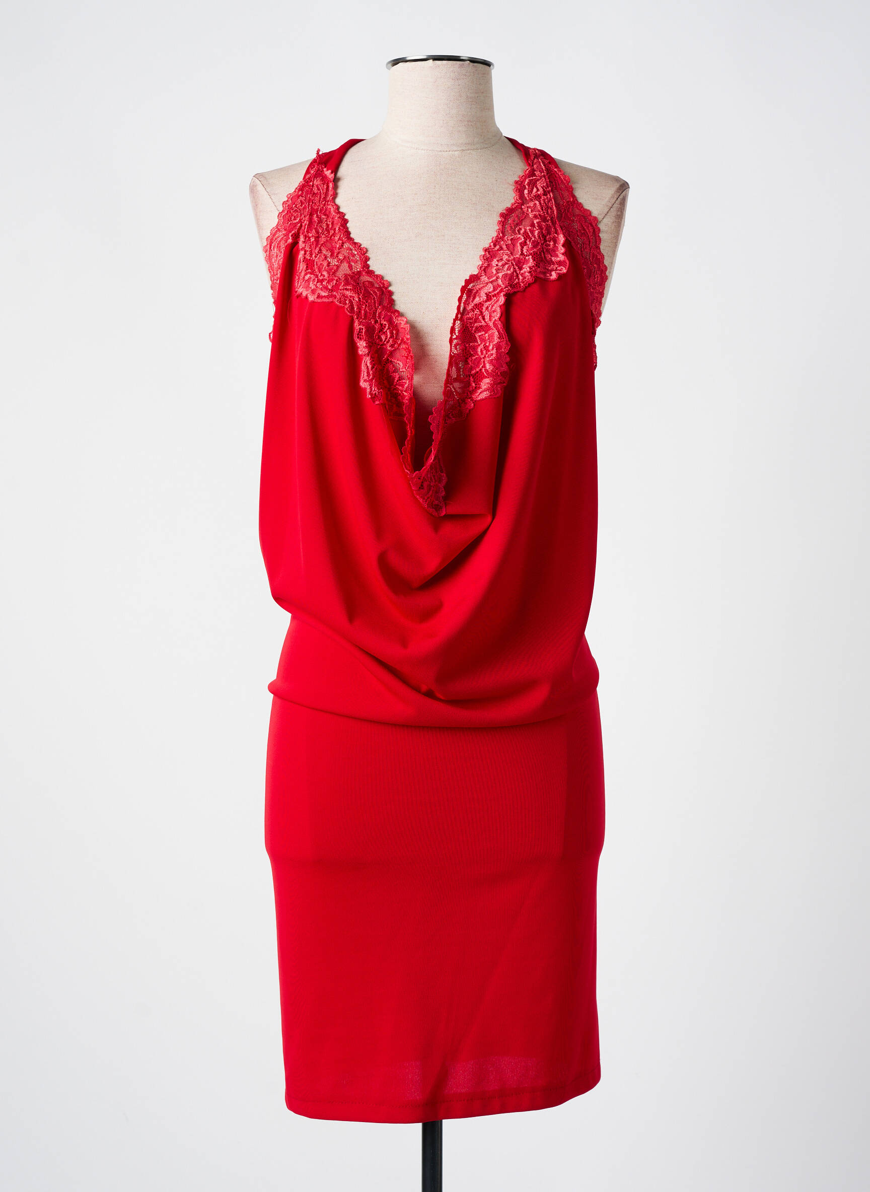 Robe mi-longue rouge POUPÉE DE SOIE femme