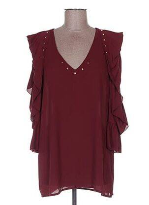 Top coupe fluide manches 3/4 rouge POUPÉE DE SOIE femme