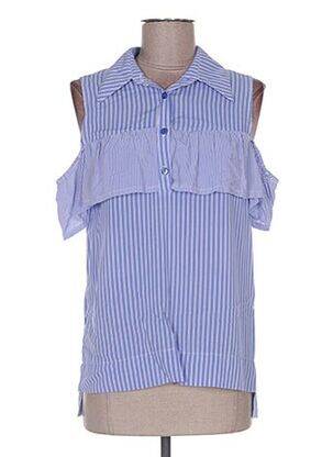 Blouse manches courtes manches courtes bleu POUPÉE DE SOIE femme