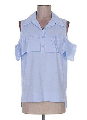 Blouse légère et transparente manches courtes bleu POUPÉE DE SOIE femme