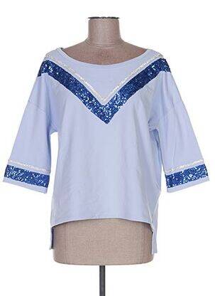 Sweat-shirt tissage jersey manches 3/4 bleu POUPÉE DE SOIE femme