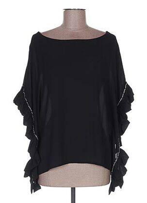 Blouse col rond manches courtes noir POUPÉE DE SOIE femme