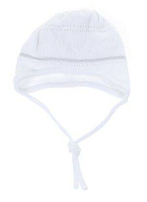 Bonnet fermeture liens à nouer blanc MAXIMO fille