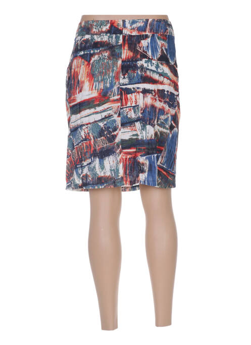 Jupe mi-longue coupe droite bleu ARELINE femme