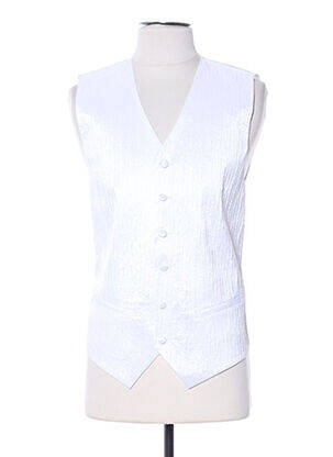 Gilet sans manche empiècements blanc CLAUDE GABRIEL homme