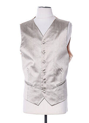 Gilet sans manche empiècements beige GREGE CREATION homme
