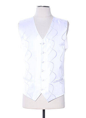 Gilet sans manche empiècements blanc CLAUDE GABRIEL homme