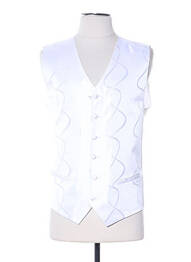 Gilet sans manche tissage satiné blanc CLAUDE GABRIEL homme