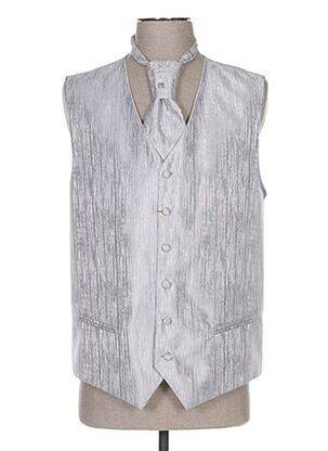 Gilet sans manche tissage satiné gris CLAUDE GABRIEL homme