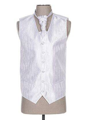 Gilet sans manche tissage satiné blanc CLAUDE GABRIEL homme