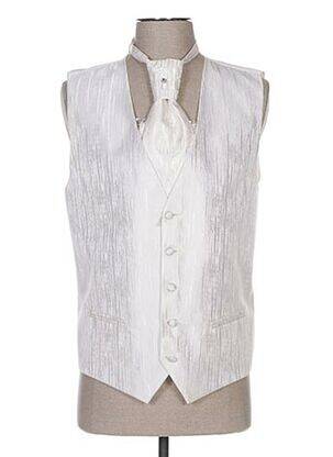 Gilet sans manche tissage satiné beige CLAUDE GABRIEL homme