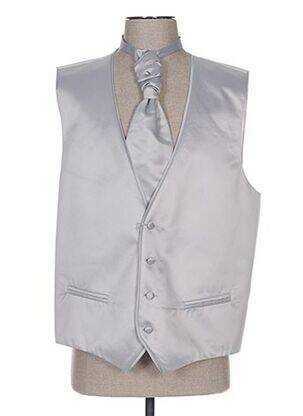 Gilet sans manche tissage satiné gris CLAUDE GABRIEL homme