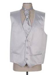 Gilet sans manche tissage satiné gris CLAUDE GABRIEL homme