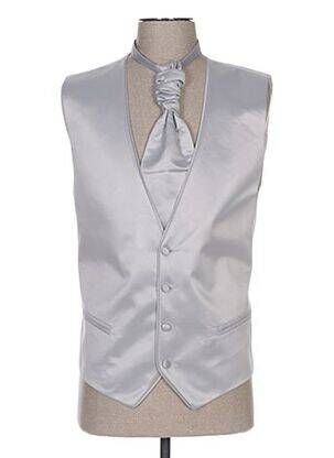 Gilet sans manche tissage satiné gris CLAUDE GABRIEL homme