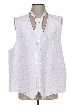 Gilet sans manche tissage satiné blanc CLAUDE GABRIEL homme