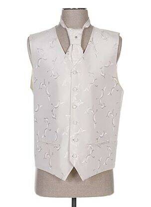 Gilet sans manche tissage satiné beige CLAUDE GABRIEL homme