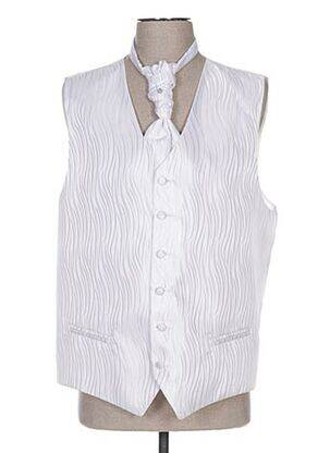 Gilet sans manche tissage satiné blanc CLAUDE GABRIEL homme