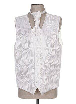 Gilet sans manche tissage satiné beige CLAUDE GABRIEL homme