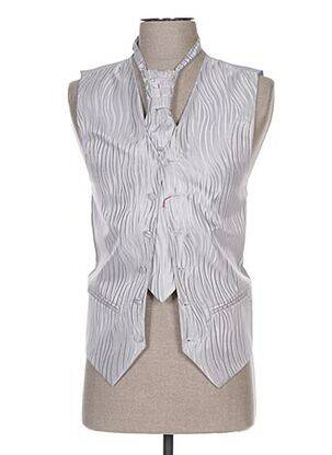 Gilet sans manche tissage satiné gris CLAUDE GABRIEL homme