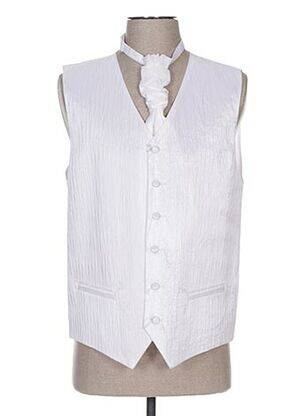 Gilet sans manche tissage satiné blanc CLAUDE GABRIEL homme