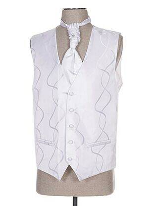 Gilet sans manche tissage satiné blanc CLAUDE GABRIEL homme
