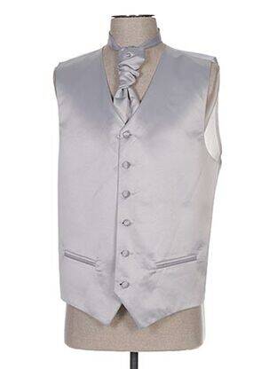 Gilet sans manche tissage satiné gris CLAUDE GABRIEL homme