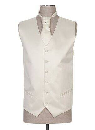 Gilet sans manche tissage satiné beige CLAUDE GABRIEL homme