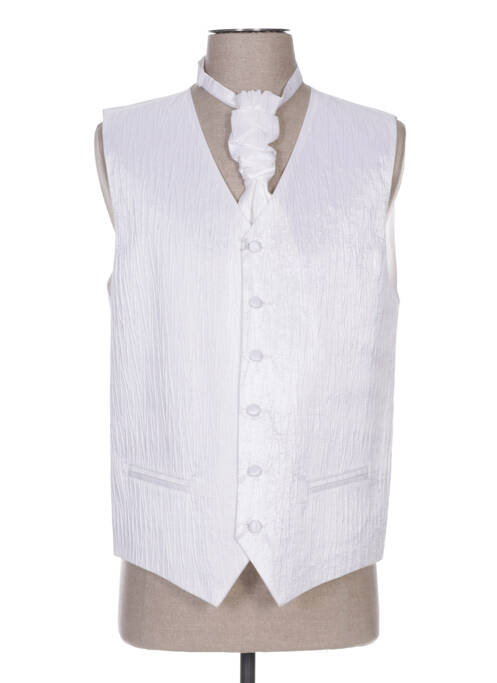 Gilet sans manche tissage satiné blanc CLAUDE GABRIEL homme
