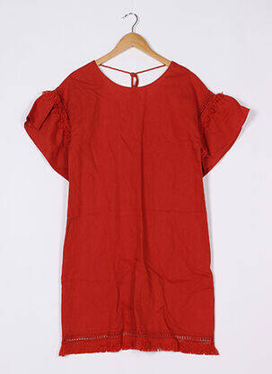 Robe mi-longue manches longues manches longues orange ANTHROPOLOGIE femme
