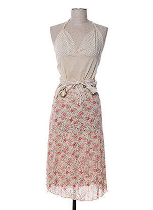 Robe mi-longue imprimé fantaisie fines bretelles rouge ZOE LA FEE femme