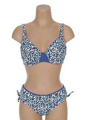 Maillot de bain 2 pièces fermeture clip bleu BELCOR femme