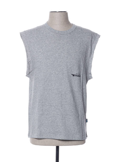 Débardeur tissage chiné sans manche gris HAUS homme