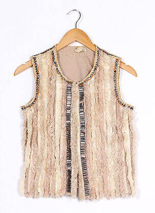 Gilet sans manche coupe droite beige BENDITO PIE femme