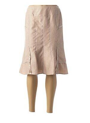 Jupe mi-longue coupe droite évasée sur le bas beige FRANCE RIVOIRE femme