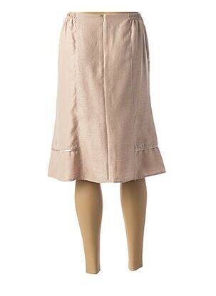 Jupe mi-longue coupe droite évasée sur le bas beige FRANCE RIVOIRE femme