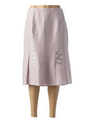Jupe mi-longue coupe droite évasée sur le bas rose FRANCE RIVOIRE femme