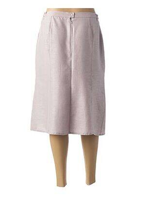 Jupe mi-longue coupe droite évasée sur le bas rose FRANCE RIVOIRE femme