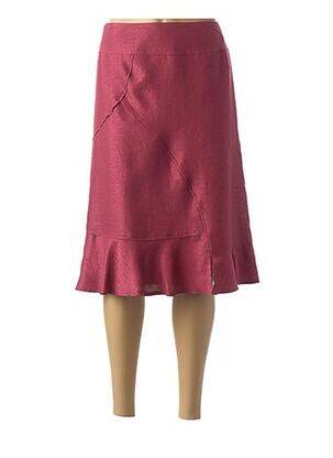 Jupe mi-longue coupe droite évasée sur le bas rose FRANCE RIVOIRE femme