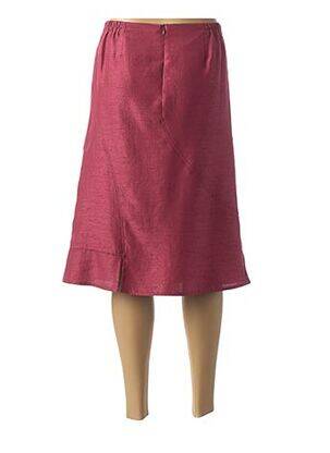 Jupe mi-longue coupe droite évasée sur le bas rose FRANCE RIVOIRE femme