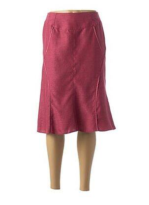 Jupe mi-longue coupe droite évasée sur le bas rouge FRANCE RIVOIRE femme