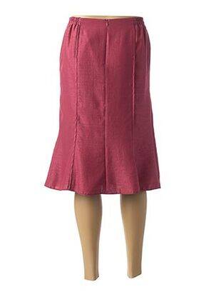 Jupe mi-longue coupe droite évasée sur le bas rouge FRANCE RIVOIRE femme