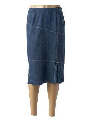 Jupe mi-longue coupe droite bleu FRANCE RIVOIRE femme